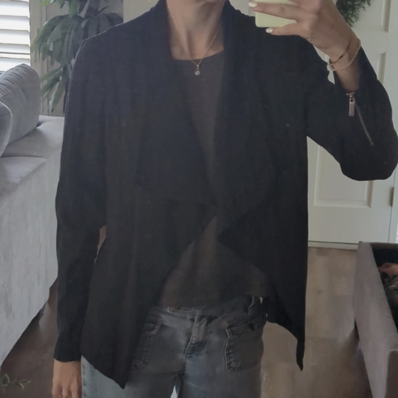 Jones New York Satin Open-Front Blazer Jacket - Vintage Black 90s - Picture 5 of 5